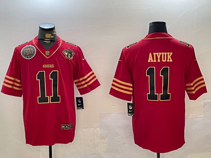 Men San Francisco 49ers 11 Aiyuk Red Gold 2024 Nike Limited NFL Jersey style 12301